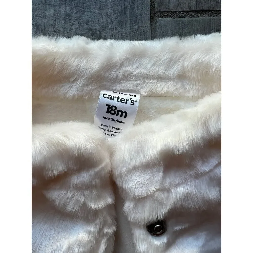 Baby Toddler Girl Faux Fur Vest Jacket White Holiday Party Winter Photo NEW 18 M